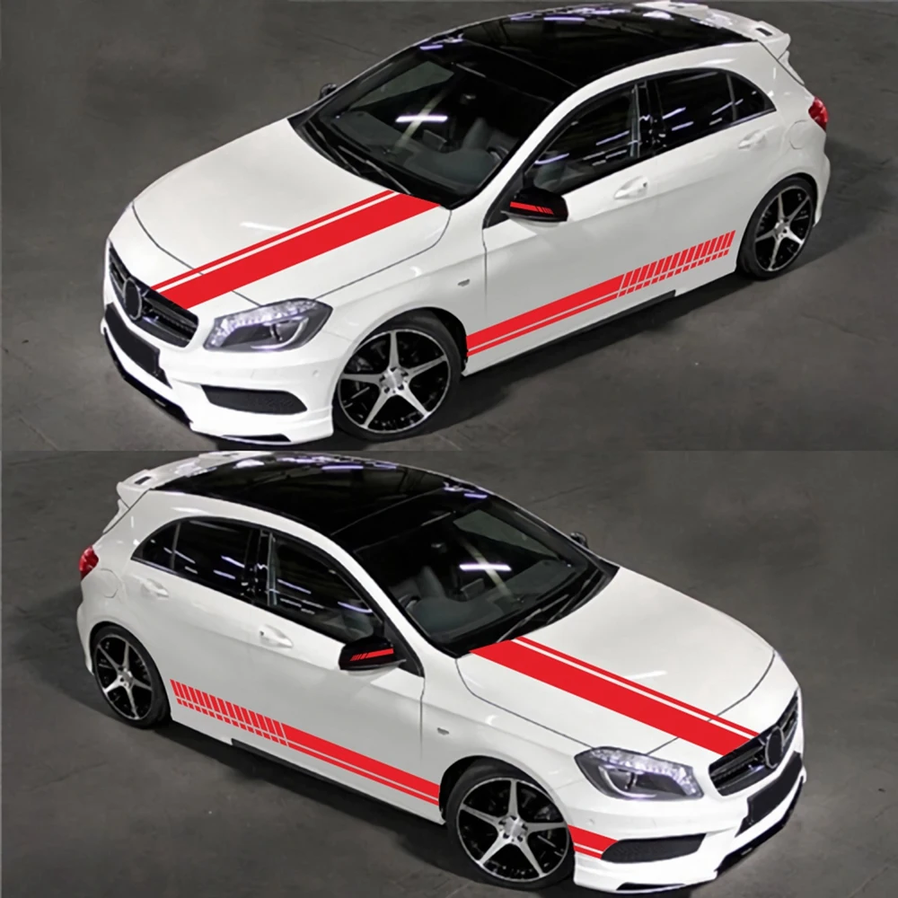

5Pcs Car Body Stickers Drawing Waistline Sticker Car Body Racing Side Door Long Stripe Stickers Auto Vinyl Decals