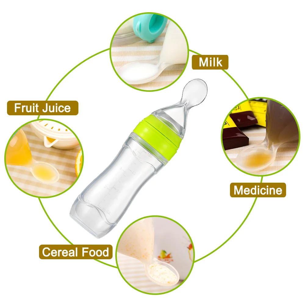 

Newborn Baby Bottle Leak-proof Food Dispensing Spoon 120ml Juice Cereal Feeding Bottle Spoon Food Supplement Rice Cereal Bottles