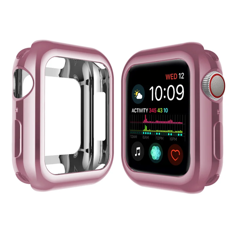 Soft TPU Plating Silicone Watch Case for Apple 40mm 44mm 42mm 38mm For IWatch Series 1 2 3 4 5 Anti-fall Protection Cover | Наручные часы