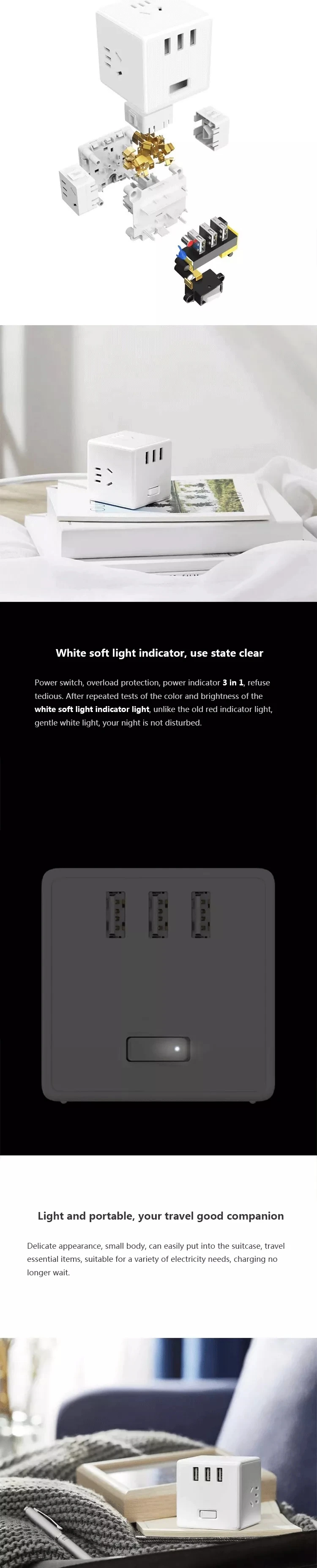 Xiaomi Mijia cube защита конвертера дизайн полосы 3USB разъем PD быстрое зарядное устройство plug-In power электрическая буксировочная доска