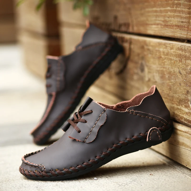 

new Men Casual Handmade Shoes Designer Handsewn Loafers PU Flats Driving High Quality Luxury Moccasins Soft classic fashion