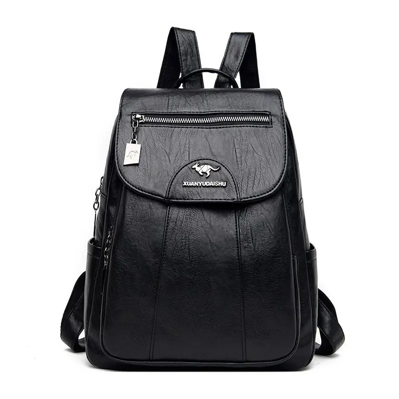 

2021 Women Soft Leather Backpacks Vintage Female Shoulder Bags Sac A Dos Casual Travel Ladies Bagpack Mochilas School Backpack