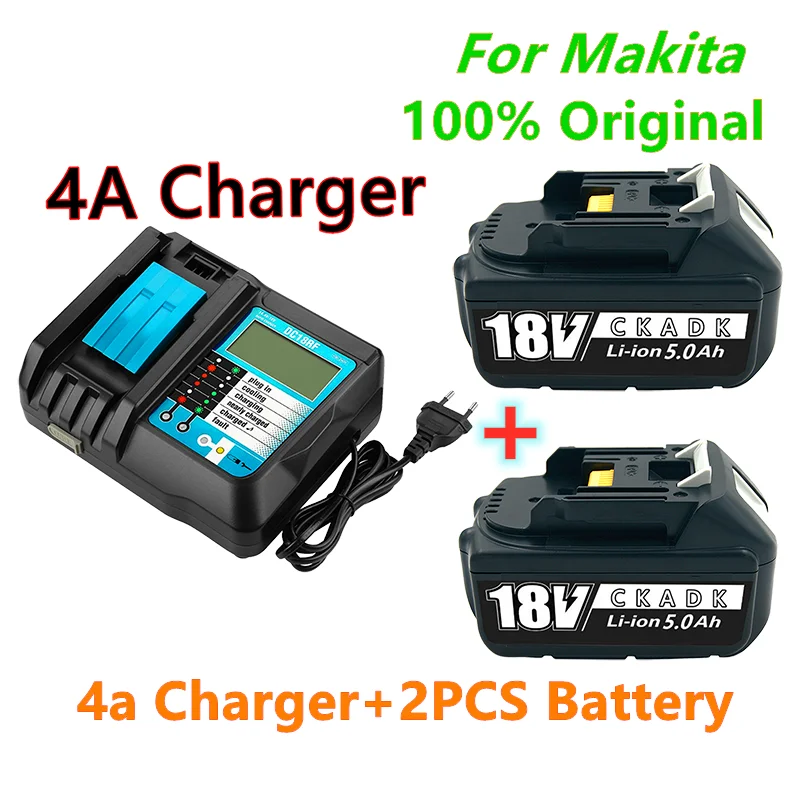 

2021New BL1860 Rechargeable Battery 18V 5000mAh Lithium ion for Makita 18v Battery BL1840 BL1850 BL1830 BL1860B LXT 400+charger