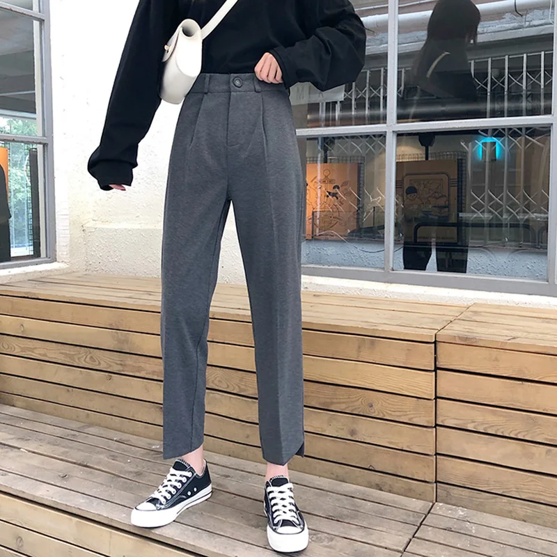 

Women Suit Pants 2021 Spring Summer Fashion Female Casual Formal Harem Pant Straight Trousers Office Lady Pantalon FC625