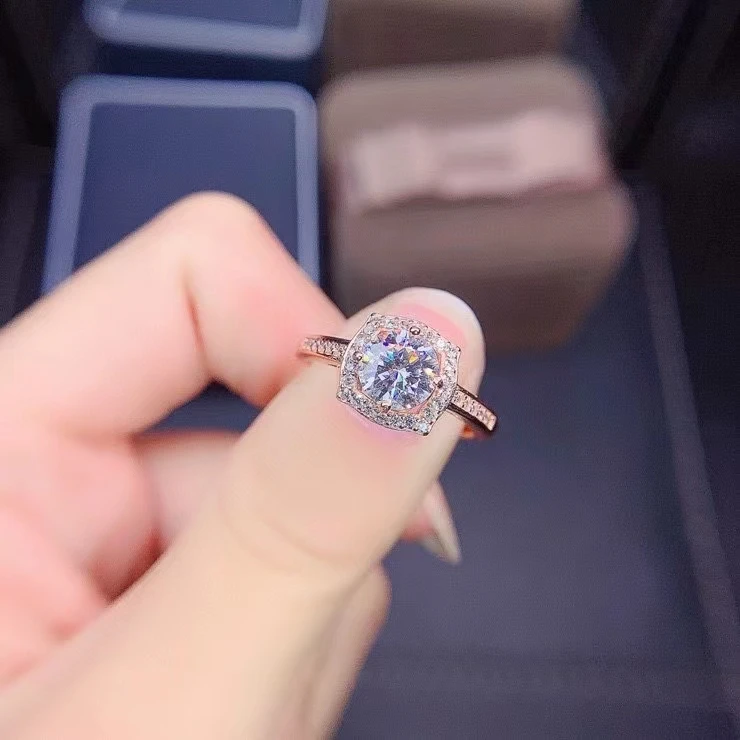 

New Crackling Moissanite Ring for Women Jewelry Engagement Ring Real 925 Silver 1ct Lab Diamond Christmas New Year gift