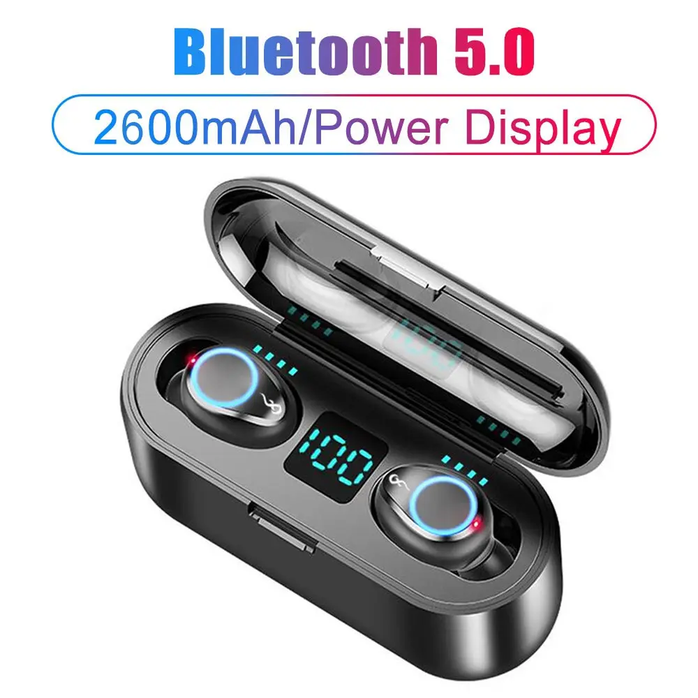 Новый F9 истинные беспроводные наушники TWS Bluetooth 5 0 2600 мА · ч зарядный чехол 8D