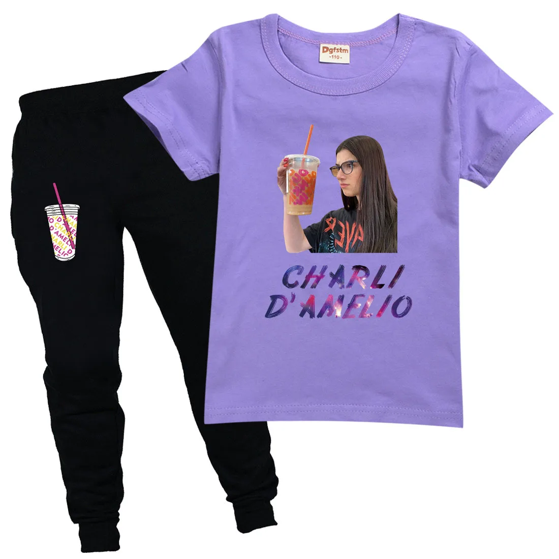 

Children's Clothing Kids Ice Coffee Charli Damelio T Shirt Long Pants 2pcs Sets Toddler Girls Outifts Boys Sportswear Tracksuit