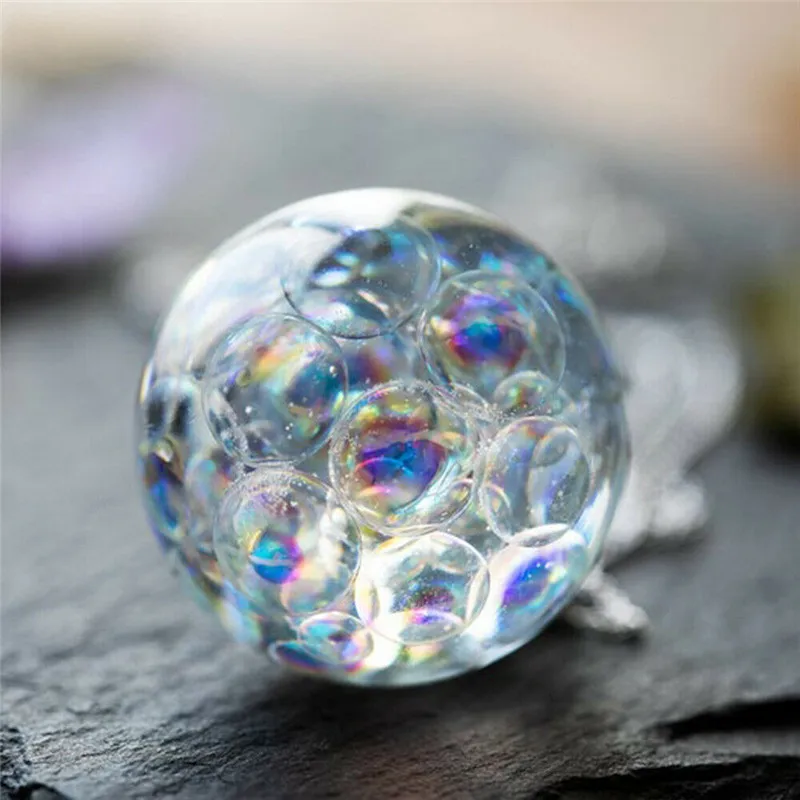 Ожерелье с подвеской в виде разноцветных пузырей цепочка радужным прозрачным