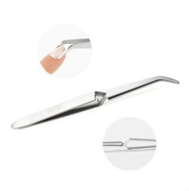 Stainless Steel Cross Action Tweezers Nail Styling Clip Manicure Nail Art Tools Shaping Tweezer Acrylic UV Gel Curve Fixed Pinch