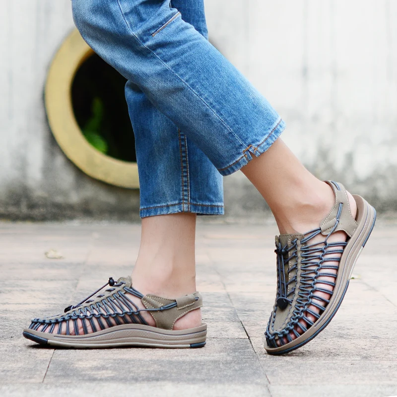 

Male Handmade Weave Beach Sandals Man Elastic Sandals Summer Men's Sandals Comfortable Men Casual Shoes Bohemia Sandals 38-46