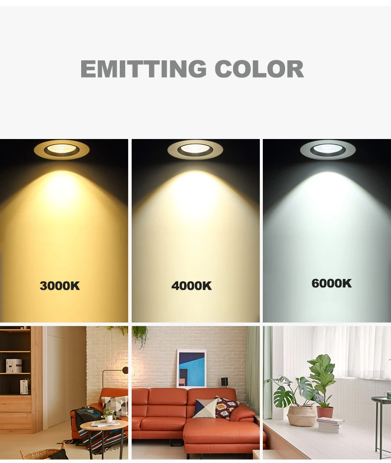 Приглушаемый Светодиодный точечный светильник потолочный Точечный с COB матрицей