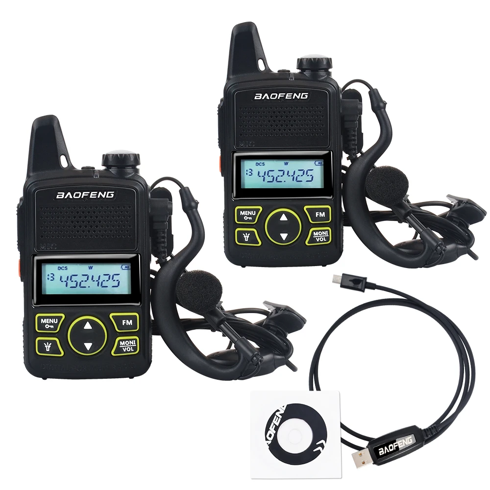 2 шт. baofeng мини иди и болтай Walkie Talkie “иди BF T1 UHF 400 470 МГц 1 Вт 20CH Ham FM двухстороннее