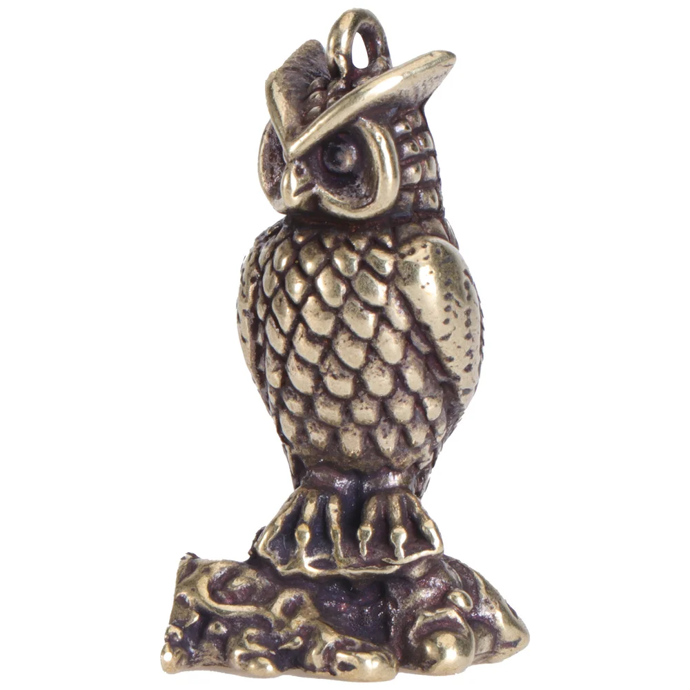 

1Pc Standing Adornment Owl Shaped Pendant Keyring Retro Brassware (Bronze)