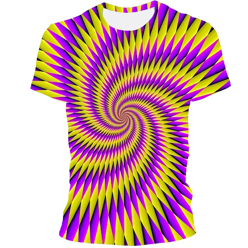 

2021 summer new style abstract visual 3D pattern casual T-shirt fashion simple T-shirt round neck short-sleeved top