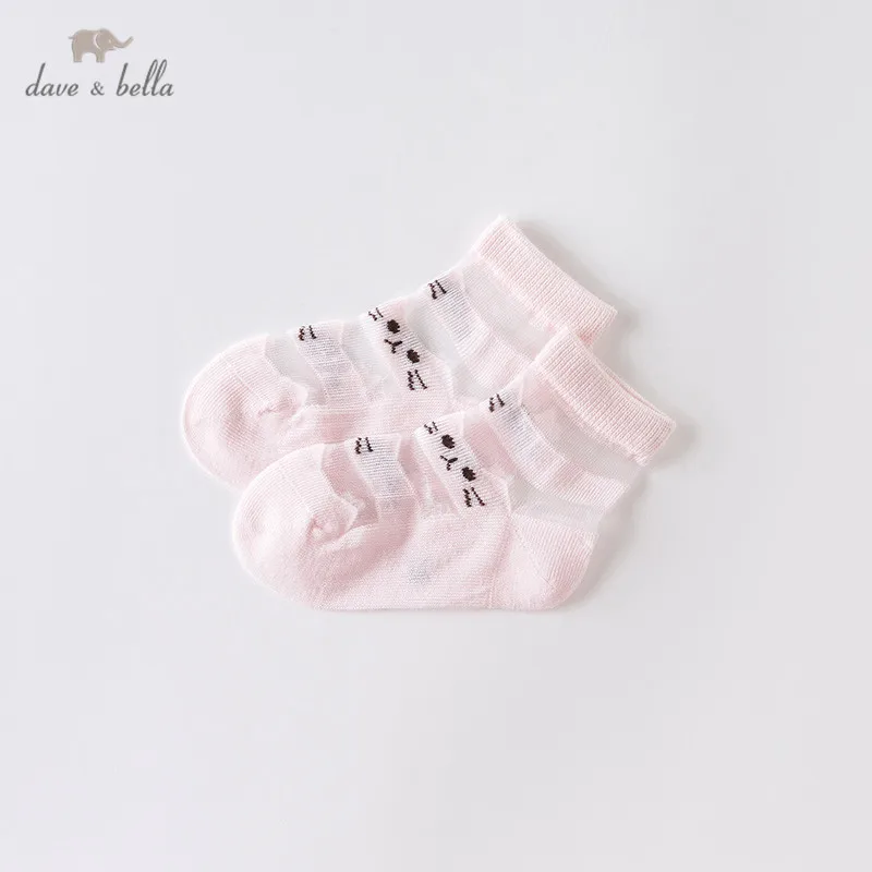 DB13713 dave bella летние детские носки для девочек Лолита мультфильм кошка печать милые