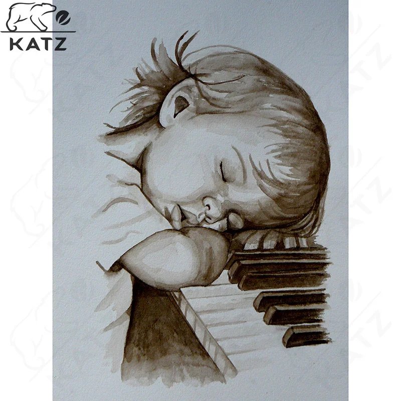 

5D Diy Diamond Painting Picture of Sleeping Child On Piano Diamond Embroidery Cross Stitch Gift Home Decoration Gift