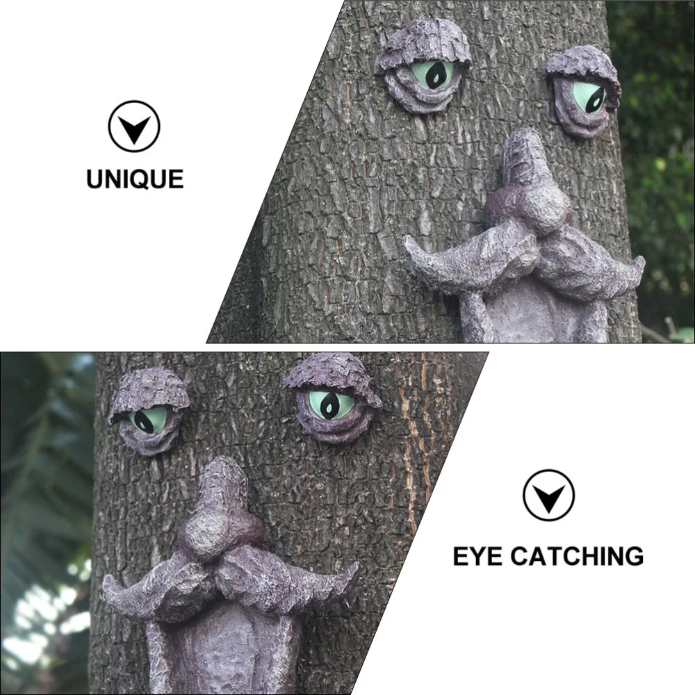 

1 Set Tree Face Bird Feeder Outdoor Old Man Tree Face Sculpture Garden Decor