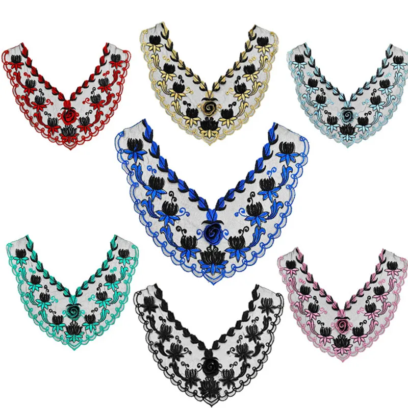 

1pcs Embroidery Lace Neckline Sewing Applique Collar DIY Decorative Dress Clothing Floral