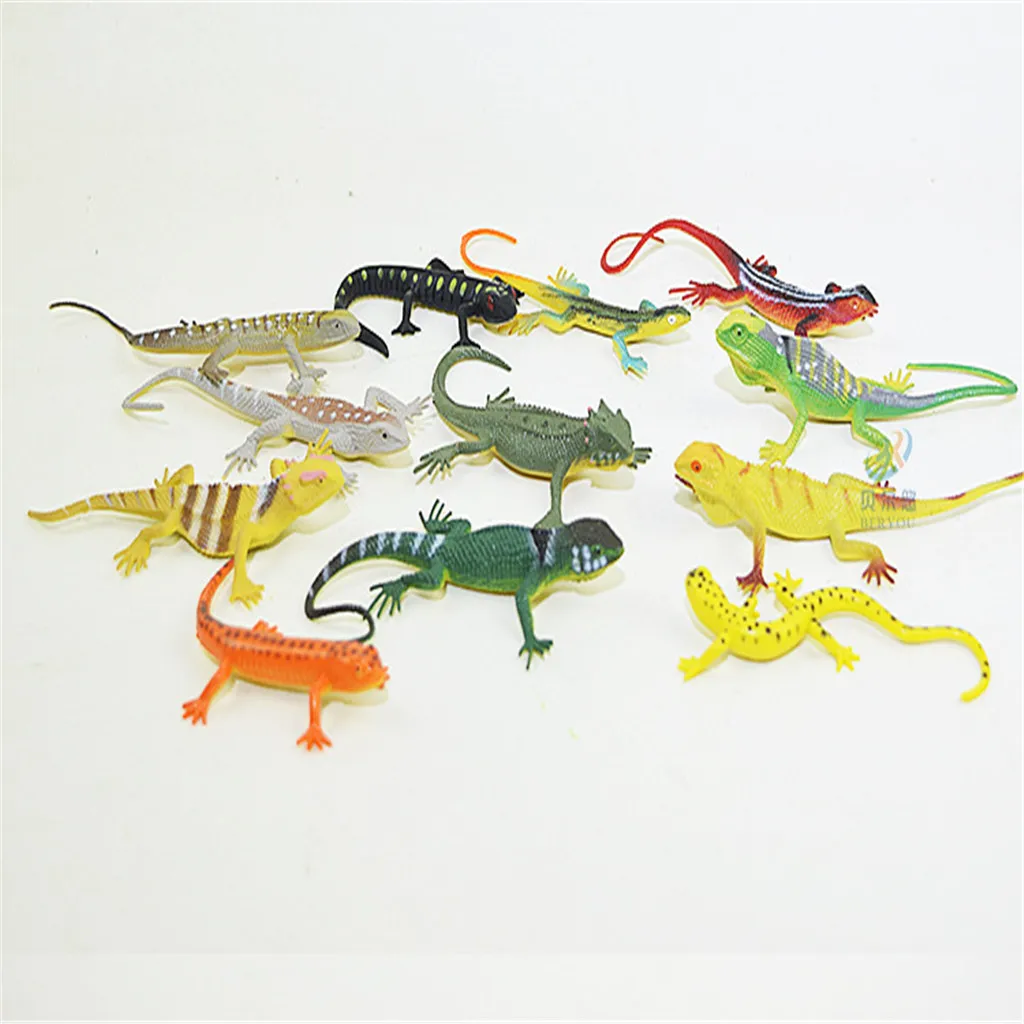 Детские игрушки Эко-дружелюбная модель игрушечной ящерицы в пакете 12 окрашенных животных для забавного подарка.
