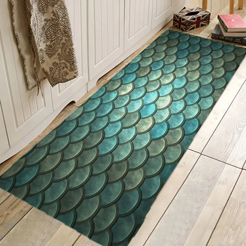 Green scales Мраморные весы, деревянные фишки, фланели, бытовой Противоскользящий абсорбирующий коврик, дверной коврик, коврик для ванной, прикроватный коврик - Цвет: Green scales