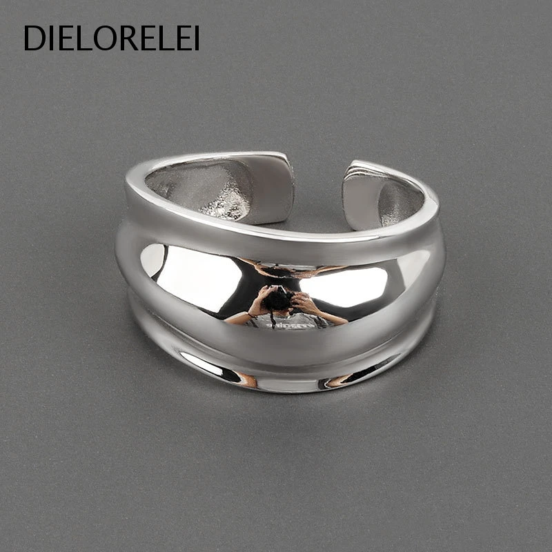 

DIELORELEI 925 Sterling Silver Adjustable Ring Style Niche Jewelry Simple Temperament Eliminates Metal Allergies