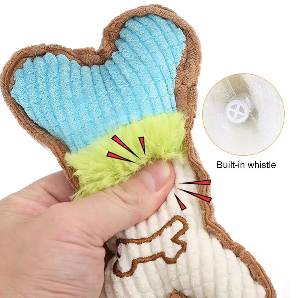 

Lovely Dog Bite Toys Vibrant Color Puppy Supplies Plush Chew Toys Squeaker Bone Shape Dog Toy