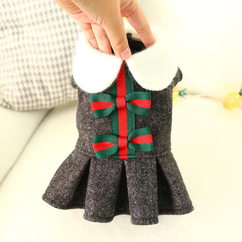 Petcircle/новое платье принцессы собак в школьном стиле темно-серая шерстяная юбка