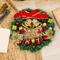 christmas decoration christmas wreath bow bells simulation wreath door hanging christmas tree accessories