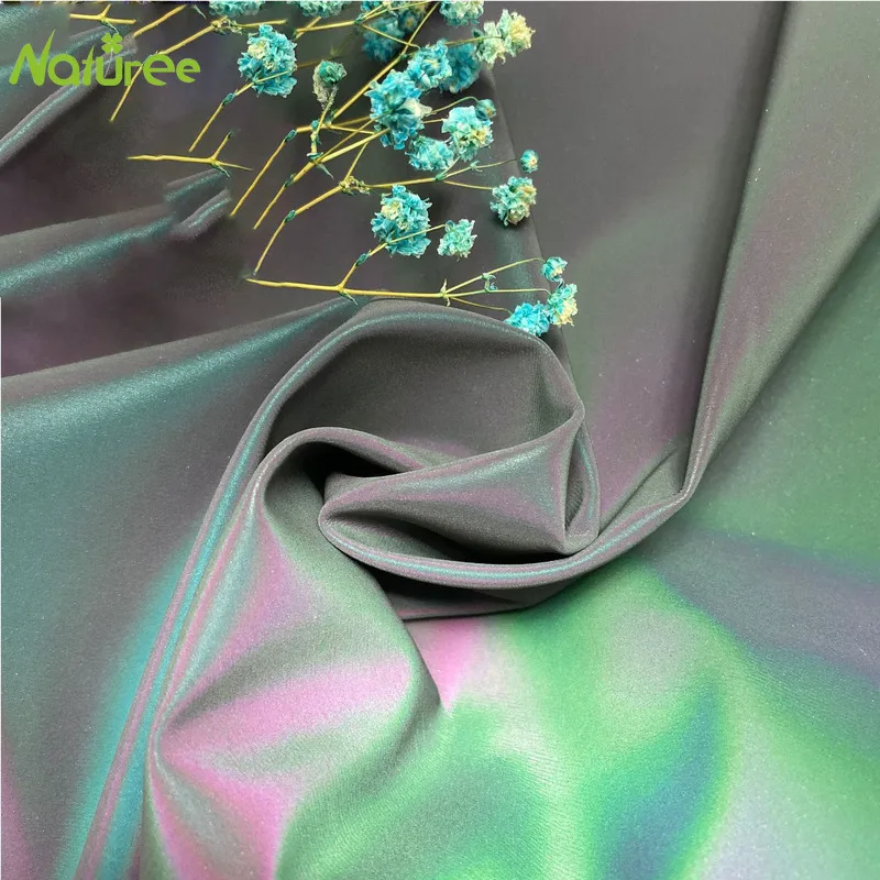 Светоотражающая ткань 50 см * 150 вязаная эластичная Яркая Ткань с градиентом