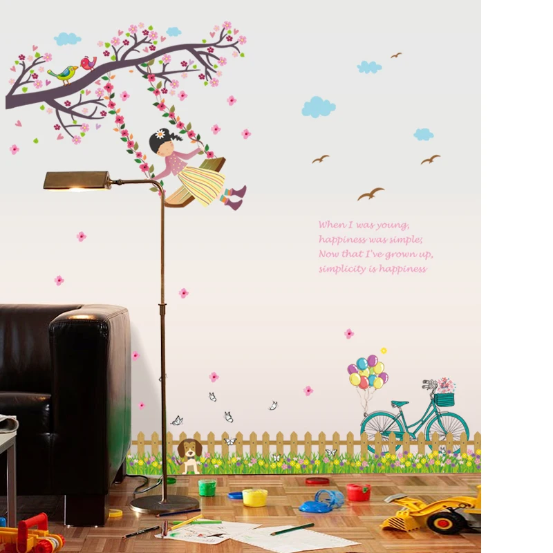 

Cartoon Feather ornament Nursery Wall Stickers PVC Art Decals For Kids Rooms Decoration Wall Art MURAL Drop Shipping