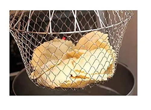 Мульти-Функция складной промыть Нержавеющая сталь жарочная корзина Кук