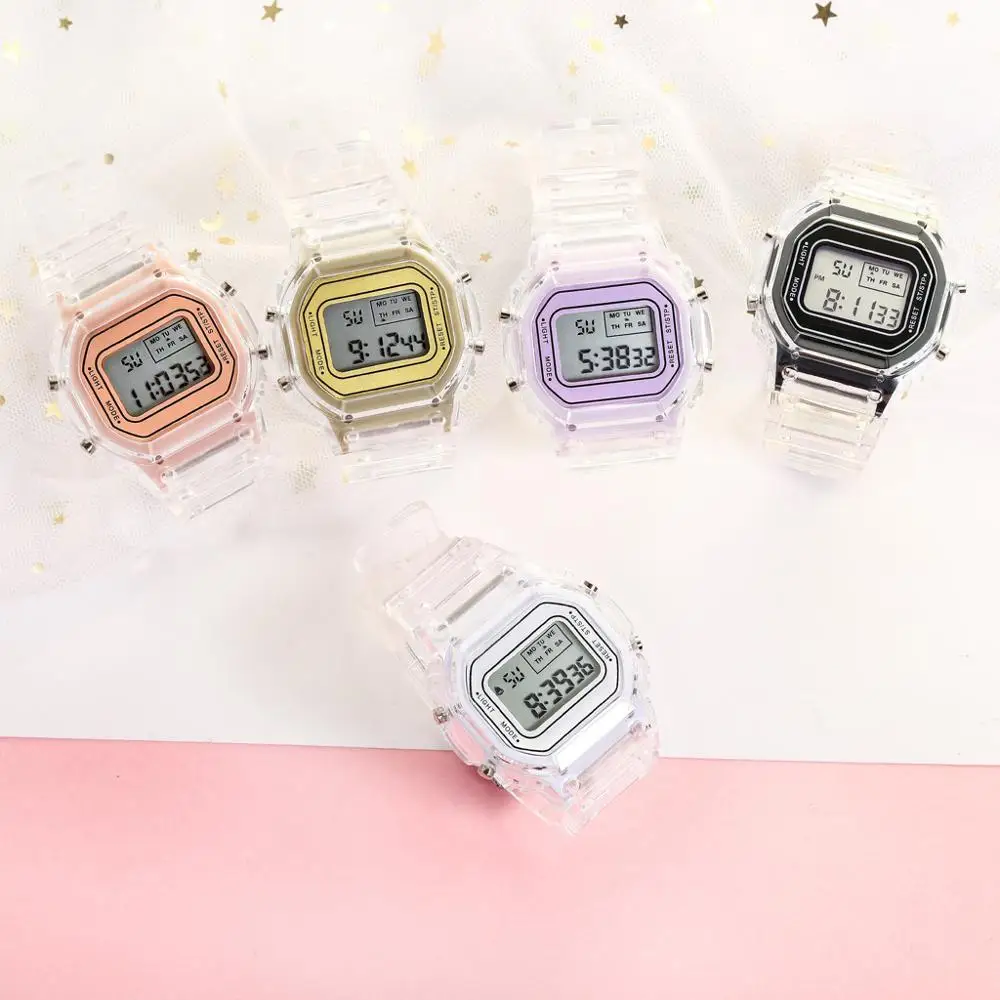 

2021 new hot-selling digital sports watch fashion casual small fresh transparent watch creative men and women the same watch