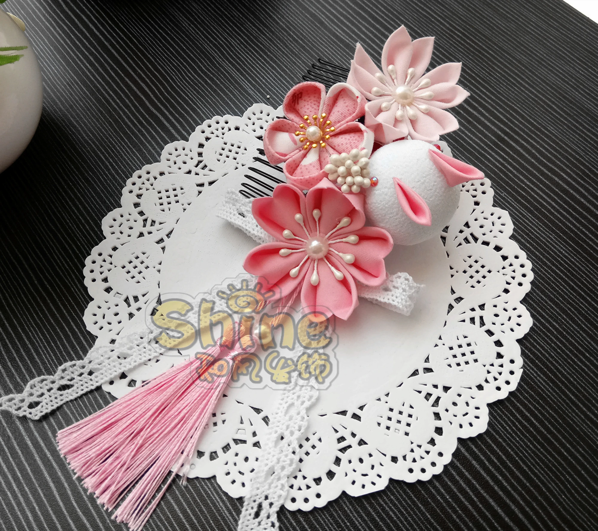 Шпилька для волос ручной работы в древнем стиле аксессуары косплея Kanzashi розовый