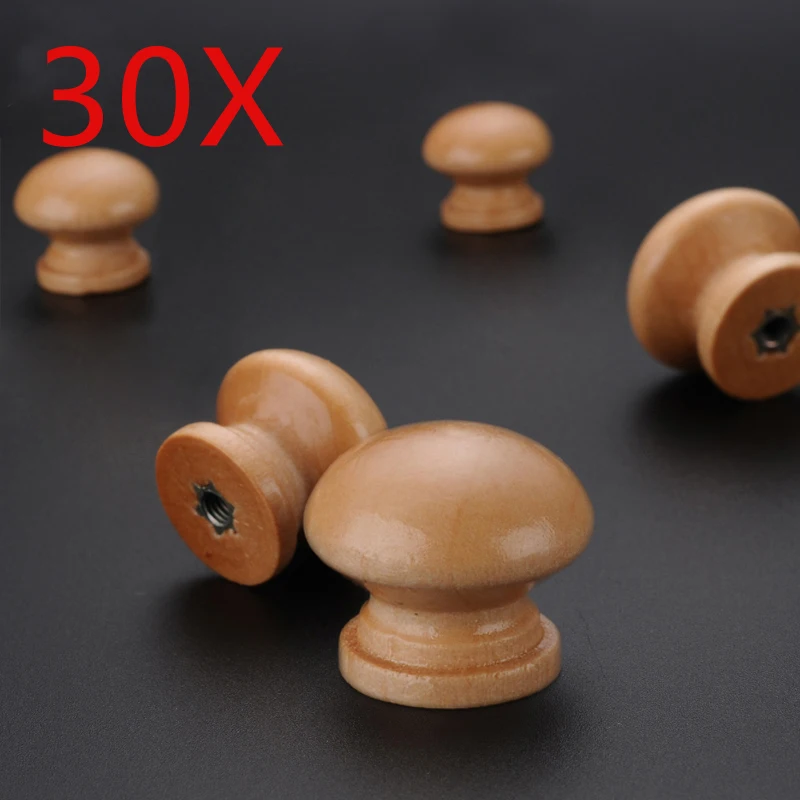 

30 / 20 Pieces Wooden Knobs Drawer Pulls Large Small Natural Wood Cabinet Wardrobe Handle Round Knob Kitchen Furniture Hardware