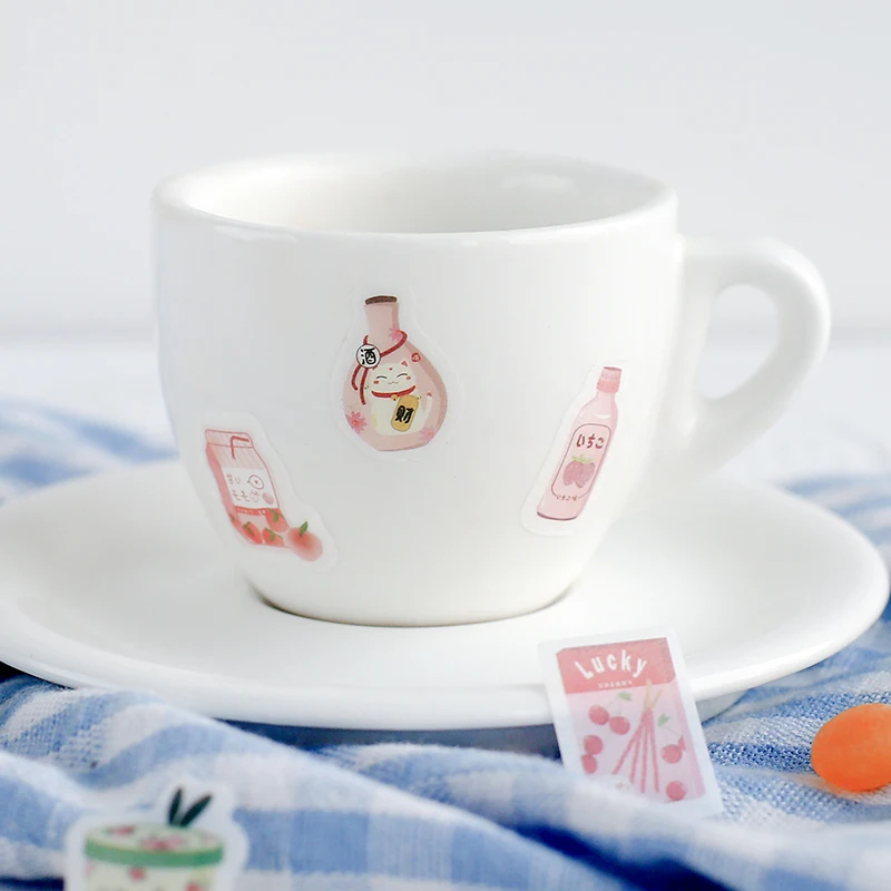 Cute Animal cat Eating and Drinking Series Bullet Journal Decorative Stickers Scrapbooking Stick Label Diary Stationery Album | Канцтовары