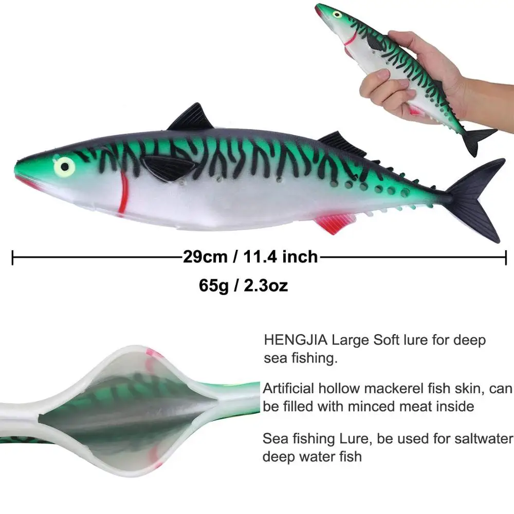 HENGJIA 1 шт. 29 см 65 г искусственные полые мягкие наживки для скумбрии ловли тунца на