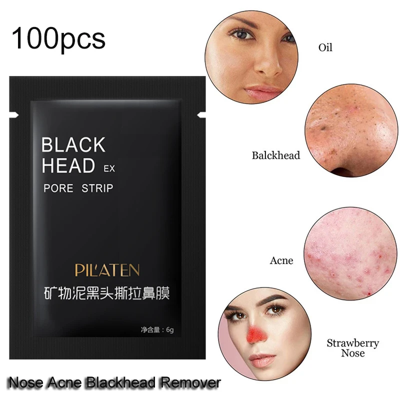

New (100pcs/lot) PILATEN Removedor De Cravo Black Mask Blackhead Remover Acne Mask Beauty Deep Cleansing Black Head Face Mask