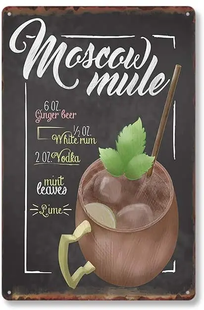 

Royal Tin Sign Moscow Mule Wine Whiskey 11.8 7.8 inches, Rectangle Metal Signs for Home and Kitchen Bar Cafe Gas Station