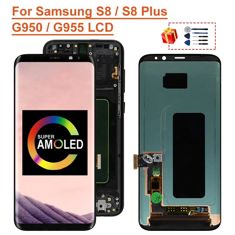 Супер AMOLED для Samsung Galaxy S8 дисплей G950F G950 LCD сенсорный экран дигитайзер Запасные