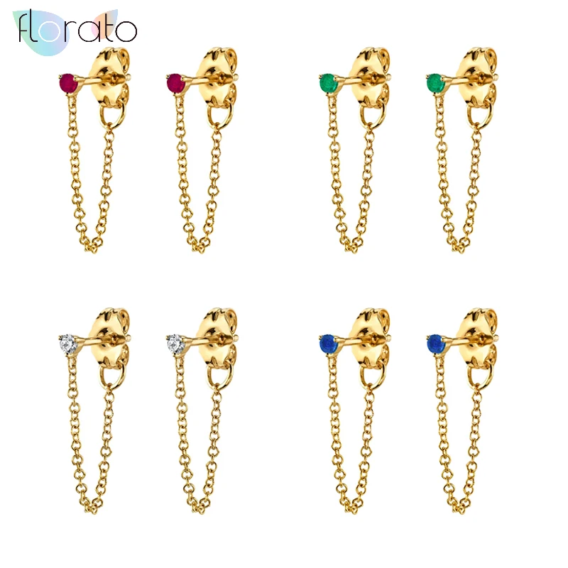 

Charming 925 silver needle Long Chain Hollow Stud Earrings Simple Gold Silver Dangle Chain Earrings For Women Fashion Jewelry