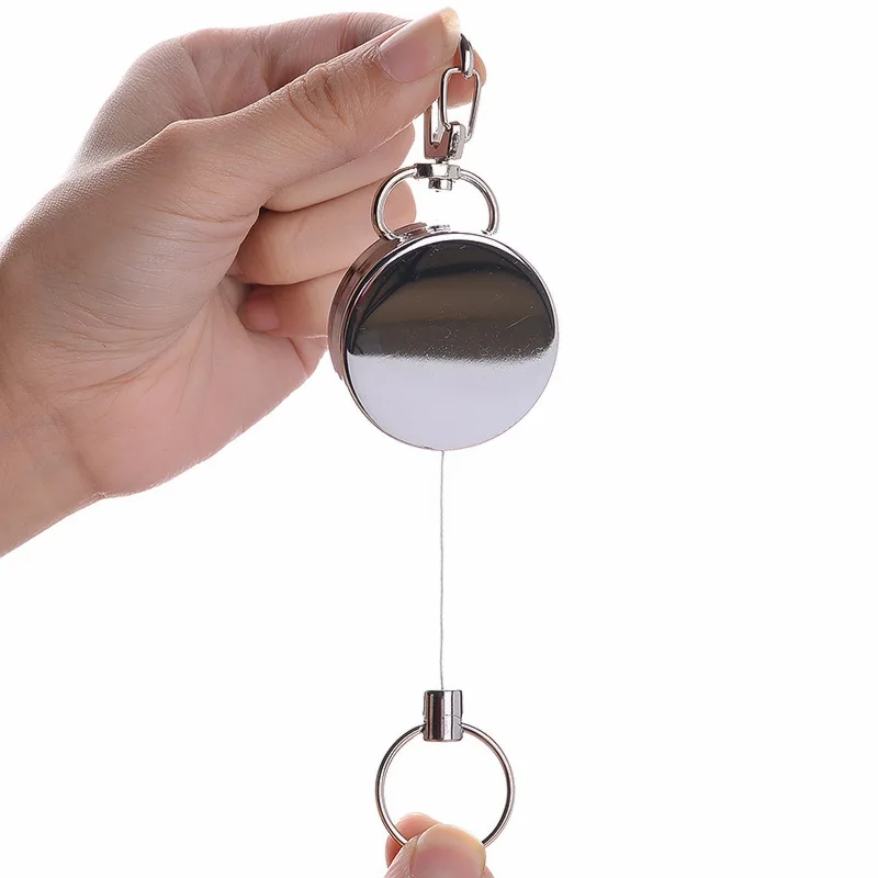 

Simple style all-metal nylon rope wire rope puller retractor anti-lost key chain keychains