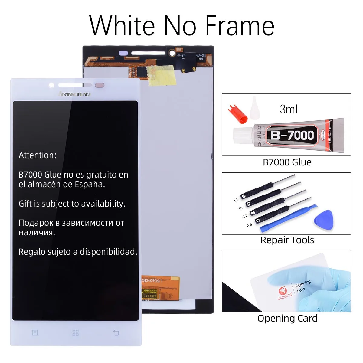 Дисплей для LENOVO P70 LCD P70-A P70A в сборе с тачскрином на рамке черный белый - Цвет: No Frame White