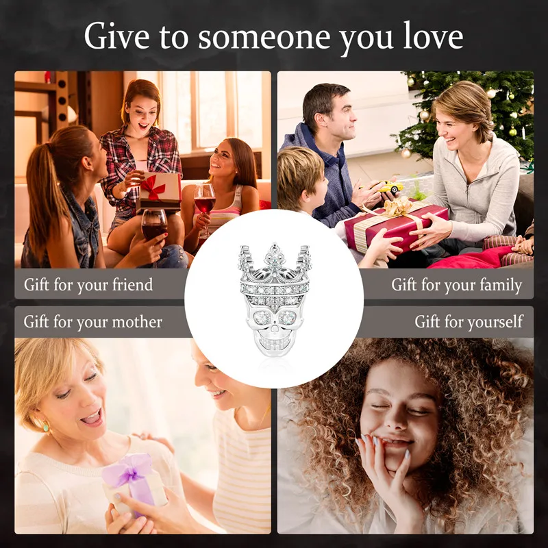 Подвеска в виде черепа с серебряной короной ювелирные изделия серебряным