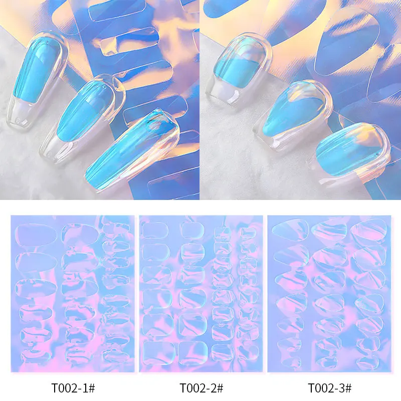 

2022 New Aurora Ice Cube Cellophane Large Colorful Transfer Paper Laser Sparkling Candy Paper DIY Nail Art Decoration Sticker