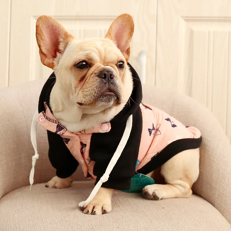 Одежда для собак Французский бульдог толстовка с капюшоном домашних животных