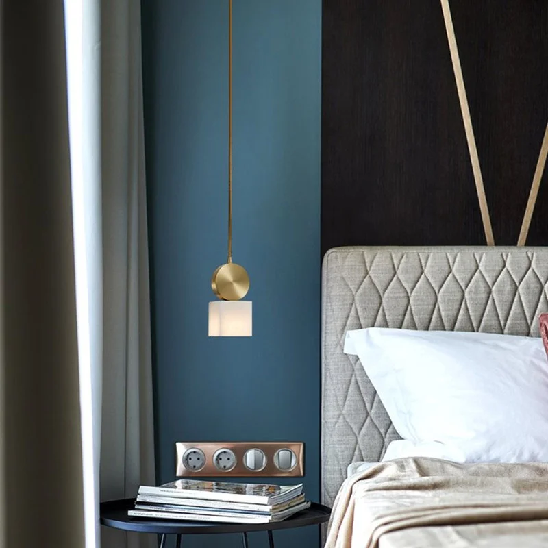 Роскошная мраморная Подвесная лампа одноголовочные прикроватные светильники