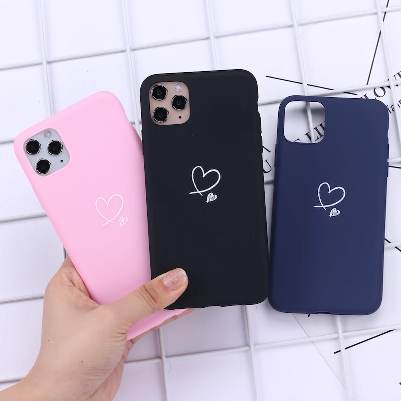 

Heart Lover Pink Black Girl Phone Cover For iPhone 11 13 Pro Max X XS XR Max 7Plus 8Plus 12 SE Soft Silicone Candy Case Fundas