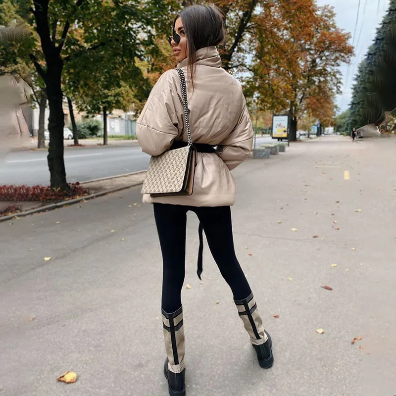 

HAOOHU 2020 winter new women's down cotton jackets fashion trends casual solid long sleeve stands collar thick warm slim coats