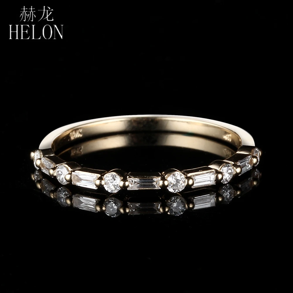 HELON Moissanite кольцо Твердое 14K желтое золото тест положительные бриллианты