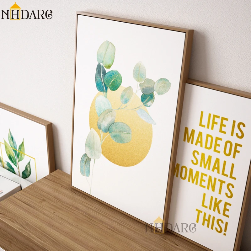 Скандинавские зеленые натуральные растения цветы листья цитаты настенные